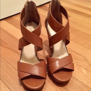 Jessica Simpson Joilet Brown Leather Wedges Size 8